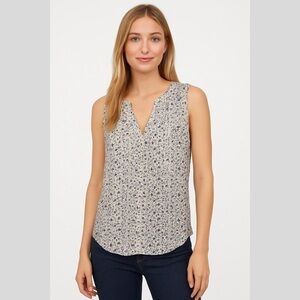 NWT Women's LOFT Floral Sleeveless V-Neck Blouse Pink/Blue Size S